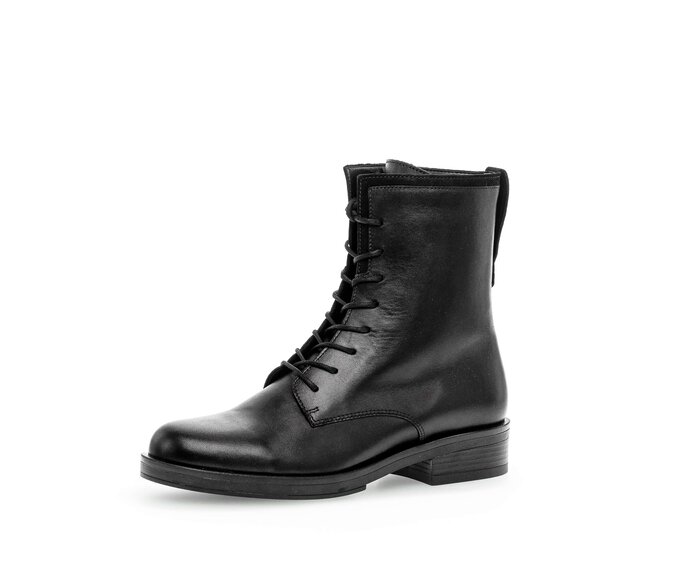 Gabor Damen  Schnürstiefelette Schwarz - Materialmix Leder