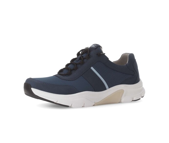 Gabor Herren Rollingsoft Sneaker Low Blau - Materialmix Leder/Textil