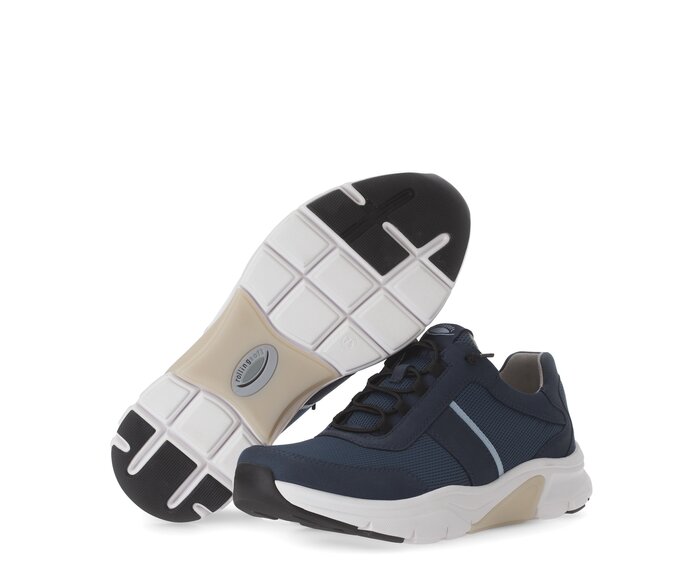 Gabor Herren Rollingsoft Sneaker Low Blau - Materialmix Leder/Textil