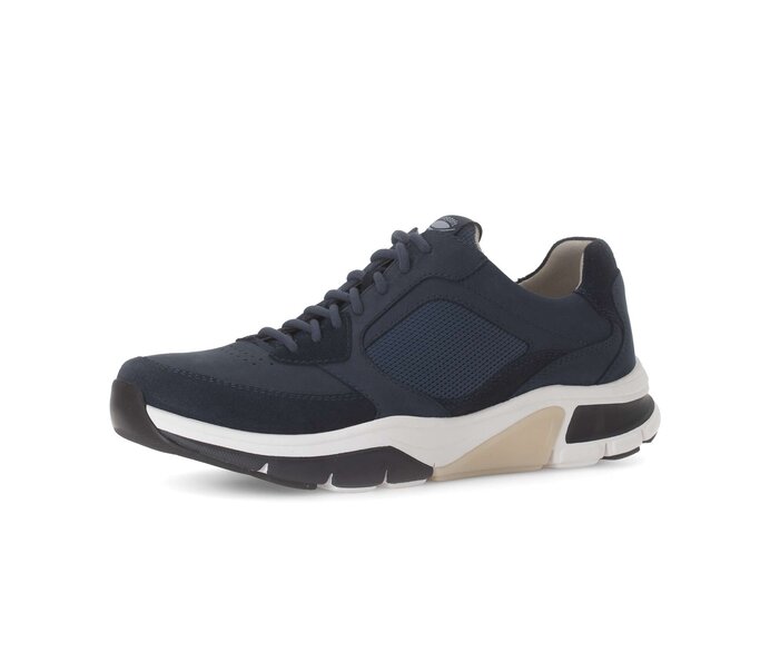 Gabor Herren Rollingsoft Sneaker Low Blau - Materialmix Leder