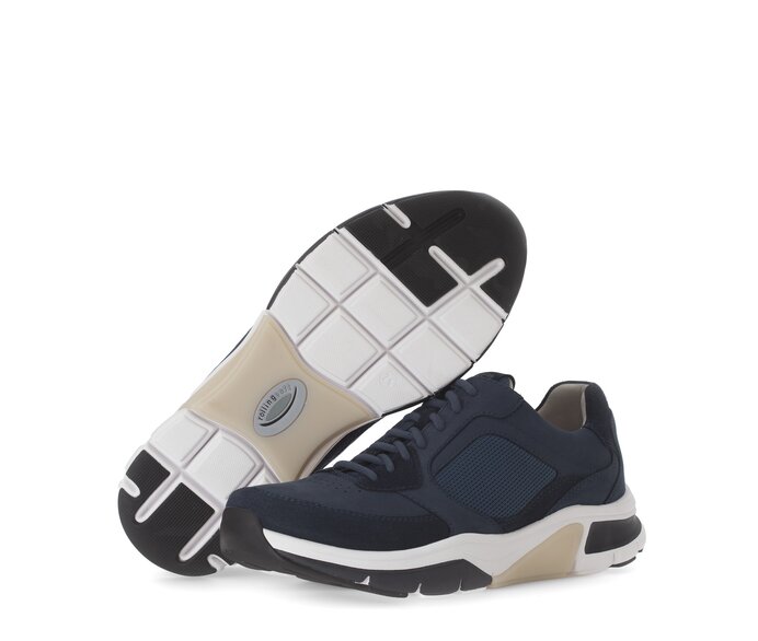 Gabor Herren Rollingsoft Sneaker Low Blau - Materialmix Leder