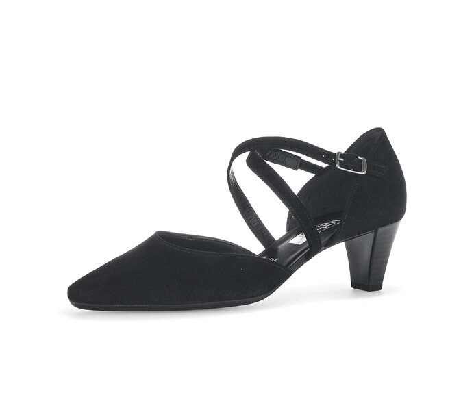 Gabor Damen  Spangenpumps Schwarz - Rauleder