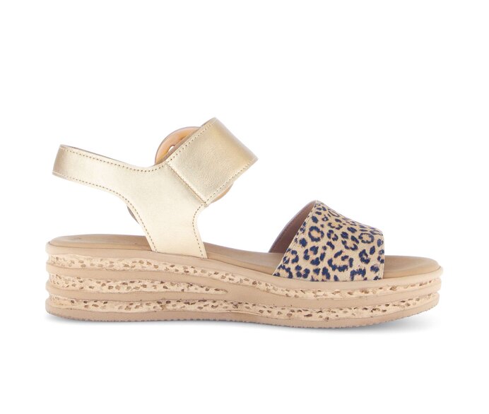 Gabor Damen  Plateau Sandale Beige - Materialmix Leder