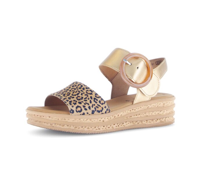 Gabor Damen  Plateau Sandale Beige - Materialmix Leder