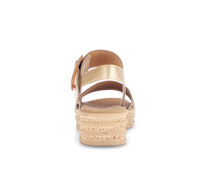 Gabor Damen  Plateau Sandale Beige - Materialmix Leder