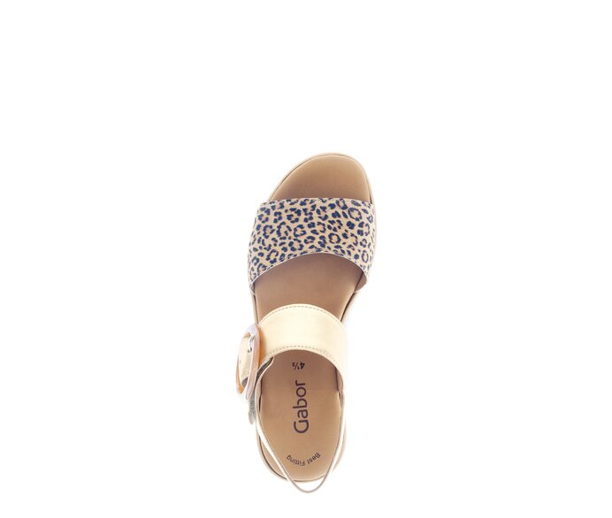 Gabor Damen  Plateau Sandale Beige - Materialmix Leder