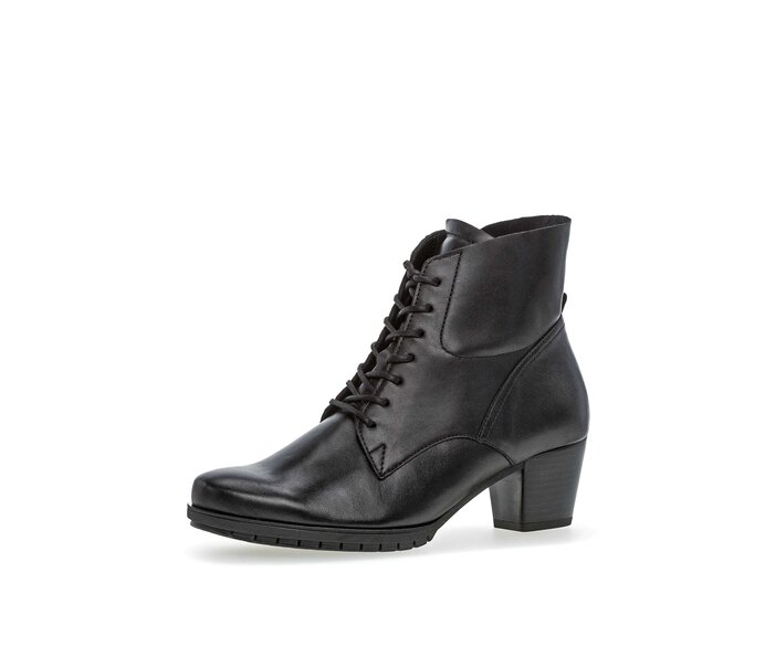Gabor Damen  Schnürstiefelette Schwarz - Glattleder