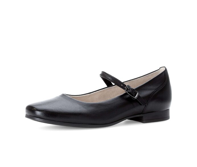 Gabor Damen  Eleganter Ballerina Schwarz - Glattleder