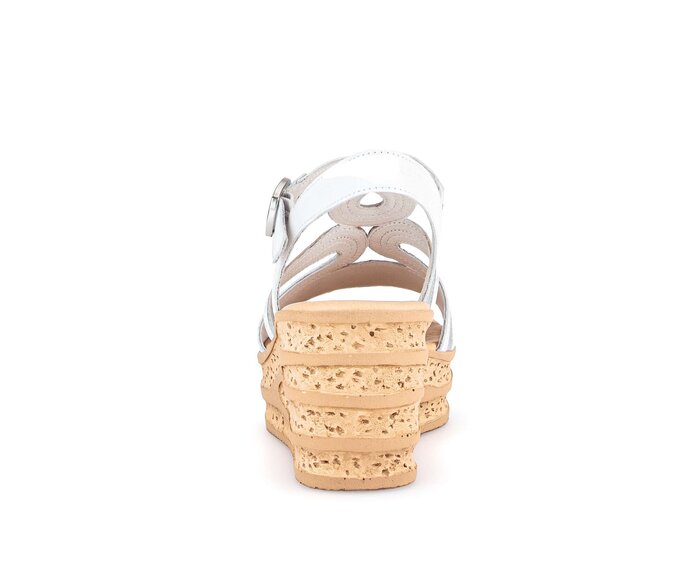 Gabor Damen  Keilsandalette Weiß - Materialmix Leder