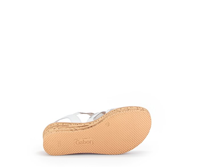 Gabor Damen  Keilsandalette Weiß - Materialmix Leder