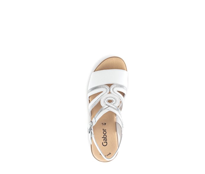 Gabor Damen  Keilsandalette Weiß - Materialmix Leder