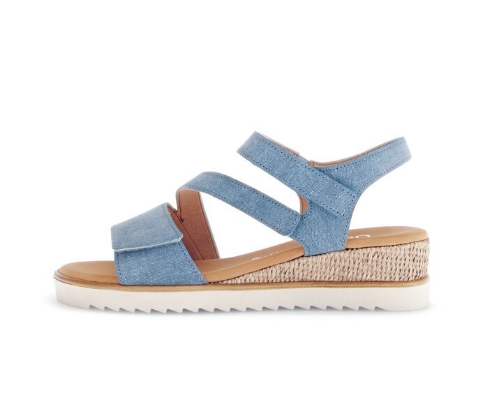 Gabor Damen Riemchensandale Blau - Materialmix Leder