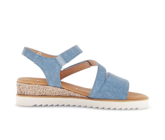 Gabor Damen  Riemchensandale Blau - Materialmix Leder