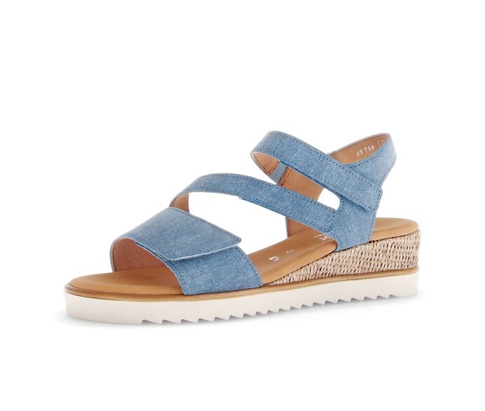 Gabor Damen  Riemchensandale Blau - Materialmix Leder