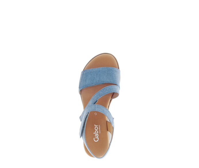 Gabor Damen  Riemchensandale Blau - Materialmix Leder