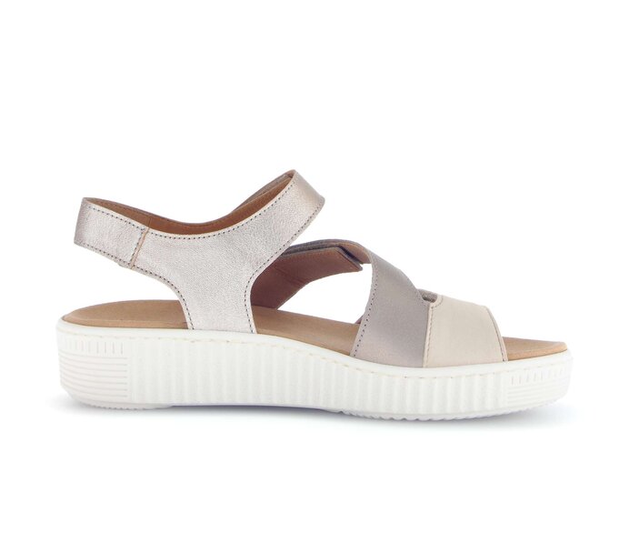 Gabor Damen  Plateau Sandale Beige - Materialmix Leder