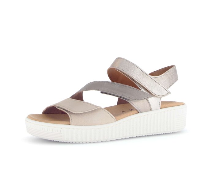 Gabor Damen  Plateau Sandale Beige - Materialmix Leder