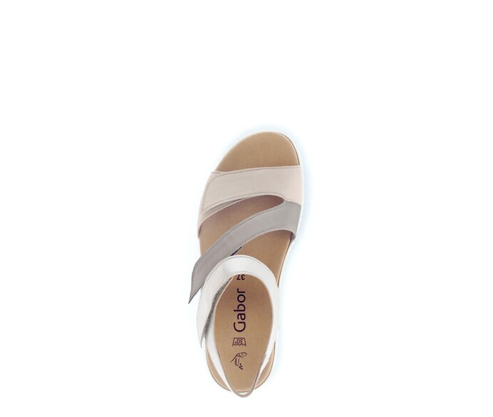 Gabor Damen  Plateau Sandale Beige - Materialmix Leder