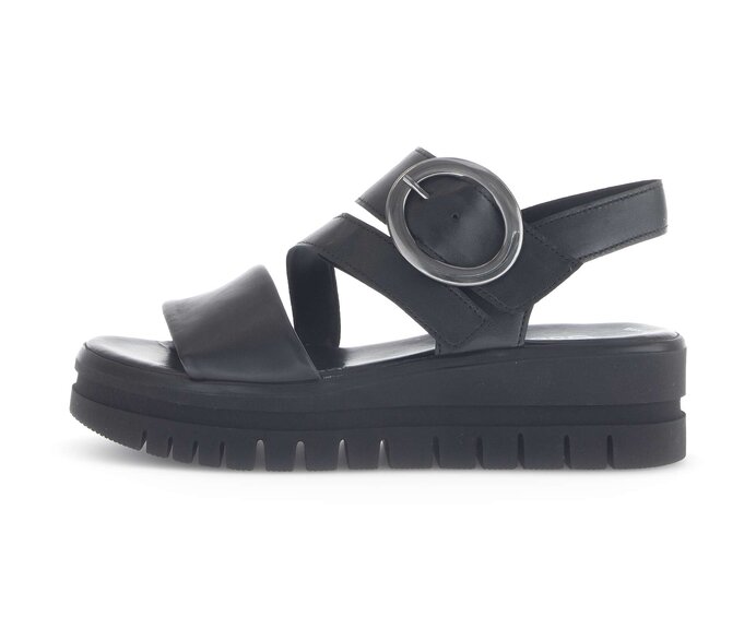 Gabor Damen Plateau Sandale Schwarz - Glattleder