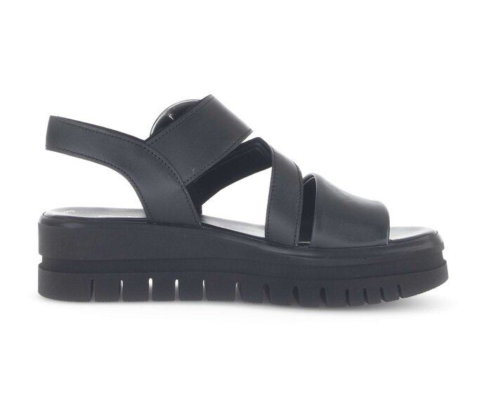 Gabor Damen  Plateau Sandale Schwarz - Glattleder