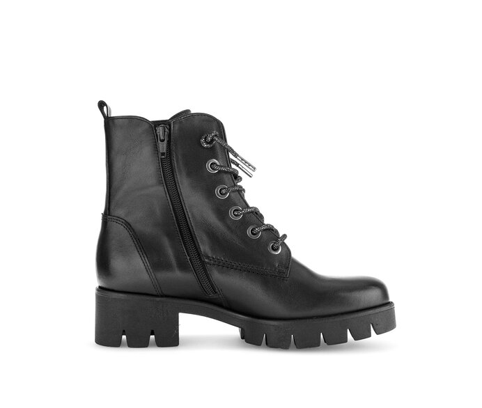 Gabor Damen  Schnürstiefelette Schwarz - Glattleder