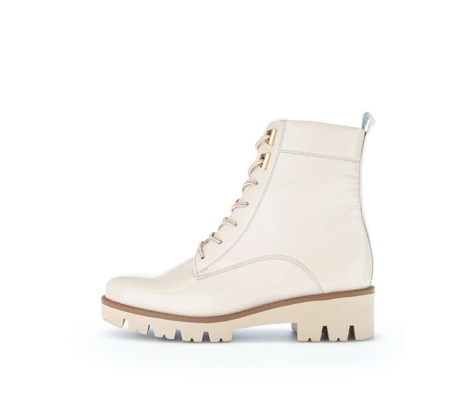 Gabor Damen Schnürstiefelette Beige - Lackleder