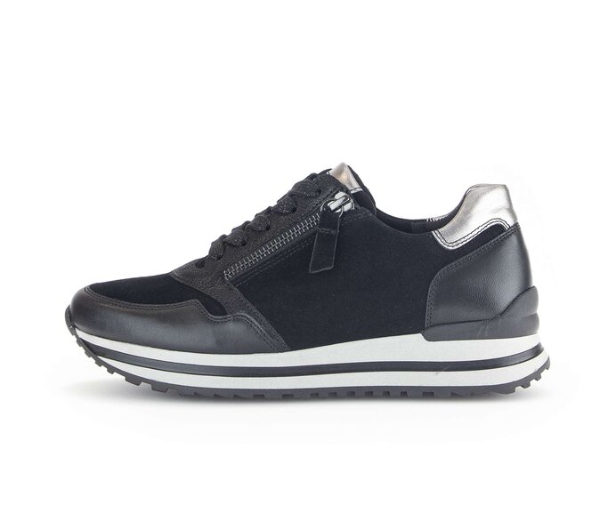 Gabor Damen Sneaker Low Schwarz - Materialmix Leder