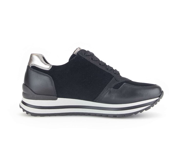Gabor Damen  Sneaker Low Schwarz - Materialmix Leder