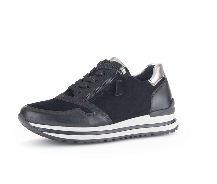 Gabor Damen  Sneaker Low Schwarz - Materialmix Leder