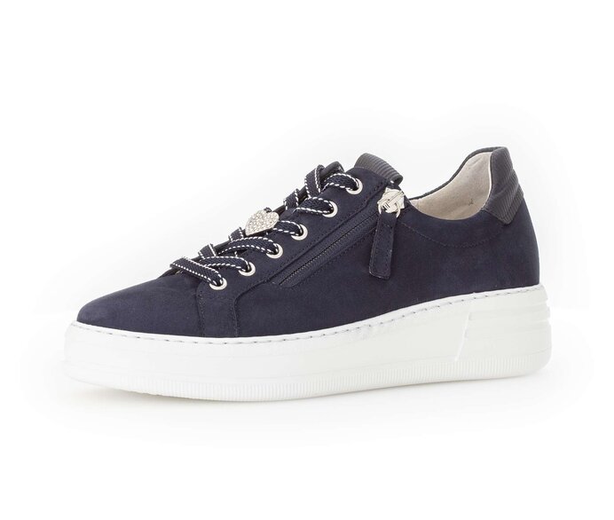 Gabor Damen  Sneaker Low Blau - Materialmix Leder