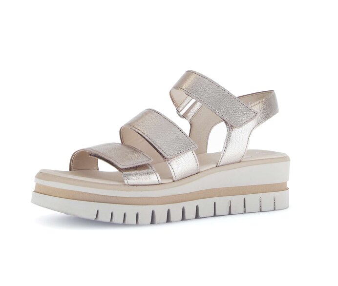 Gabor Damen  Plateau Sandale Gold - Effektleder