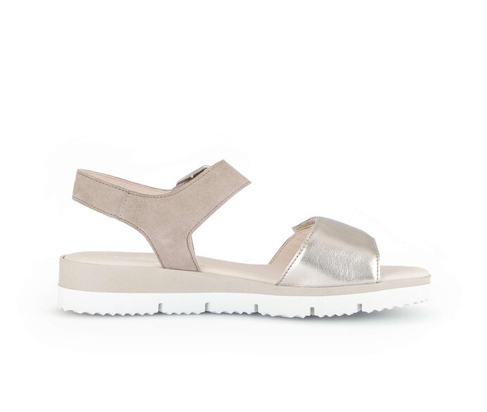 Gabor Damen  Riemchensandale Beige - Materialmix Leder