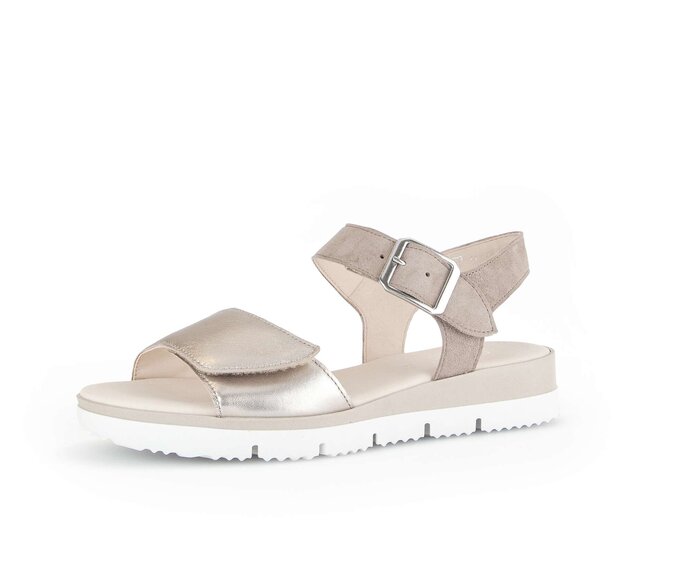 Gabor Damen  Riemchensandale Beige - Materialmix Leder