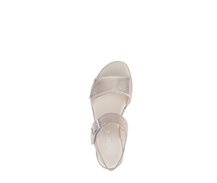 Gabor Damen  Riemchensandale Beige - Materialmix Leder