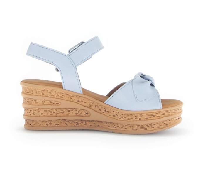 Gabor Damen  Keilsandalette Blau - Glattleder