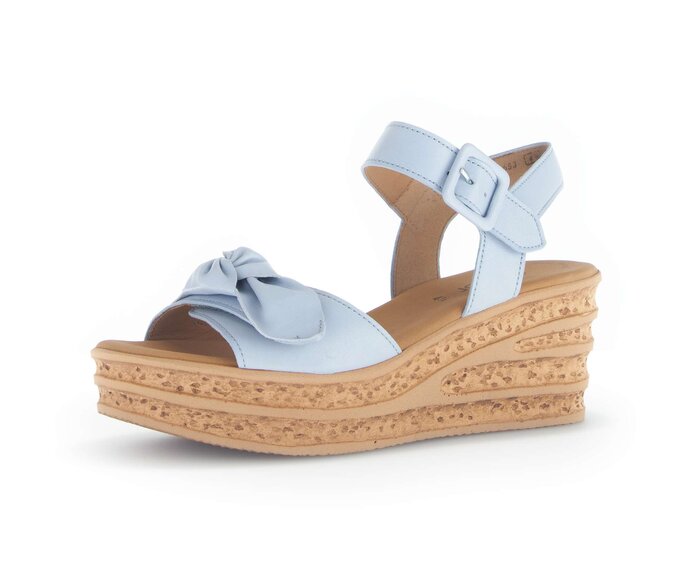 Gabor Damen  Keilsandalette Blau - Glattleder