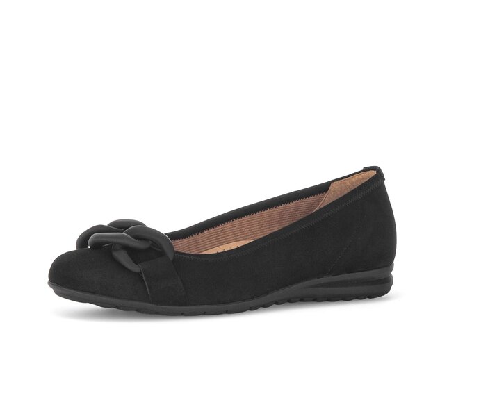 Gabor Damen  Sportliche Ballerina Schwarz - Rauleder