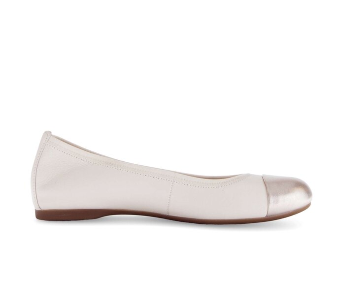 Gabor Damen  Eleganter Ballerina Creme - Materialmix Leder