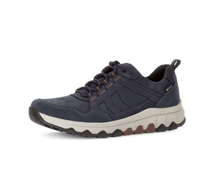 Gabor Herren Rollingsoft Sneaker Low Blau - Materialmix Leder/Textil