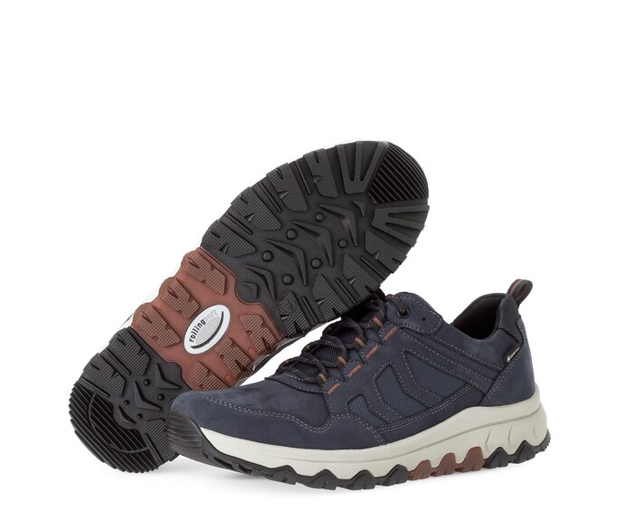 Gabor Herren Rollingsoft Sneaker Low Blau - Materialmix Leder/Textil