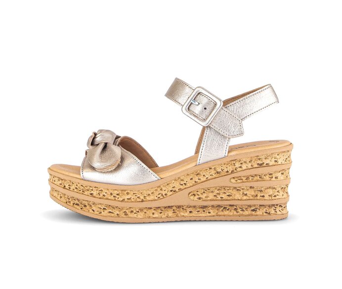 Gabor Damen Keilsandalette Gold - Effektleder