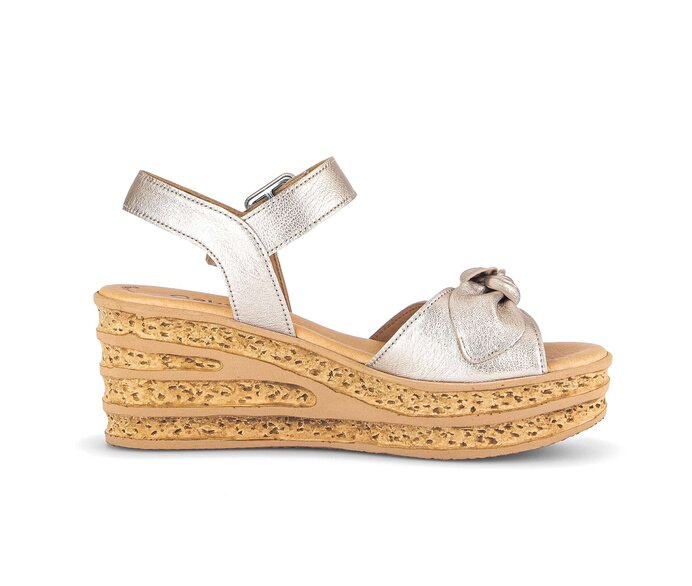 Gabor Damen  Keilsandalette Gold - Effektleder