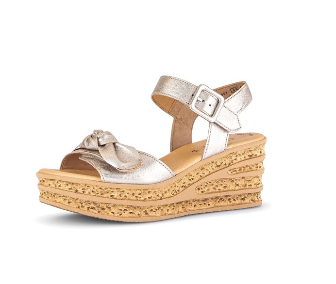 Gabor Damen  Keilsandalette Gold - Effektleder