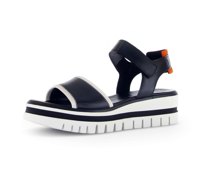 Gabor Damen  Plateau Sandale Schwarz - Glattleder