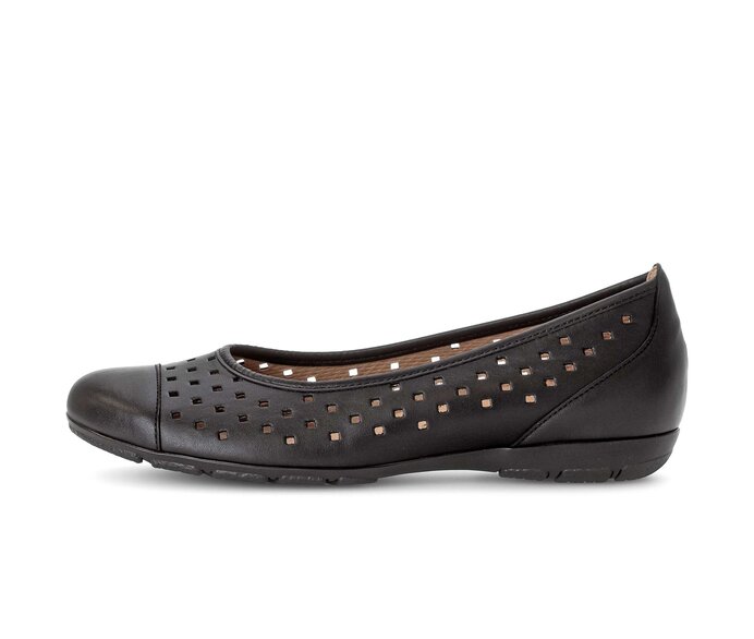 Gabor Damen Sportliche Ballerina Schwarz - Glattleder