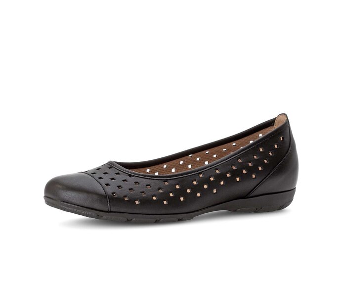 Gabor Damen  Sportliche Ballerina Schwarz - Glattleder