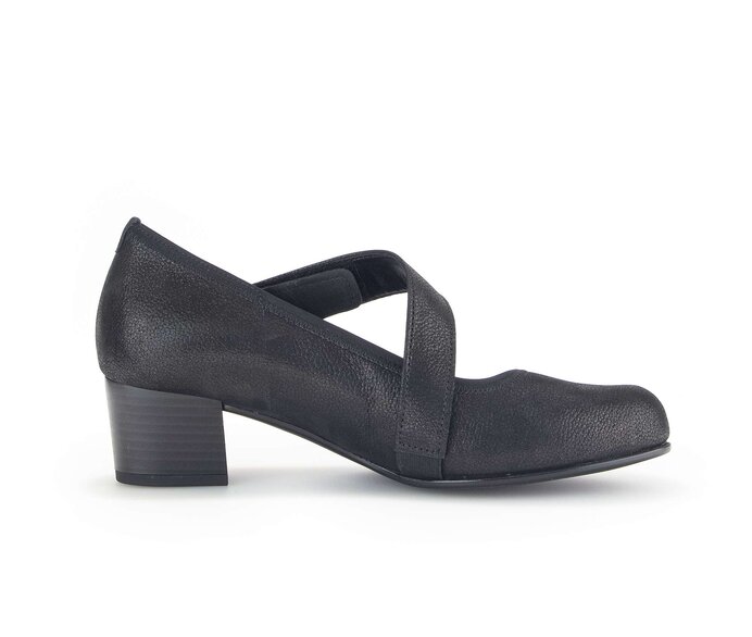 Gabor Damen  Spangenpumps Schwarz - Effektleder