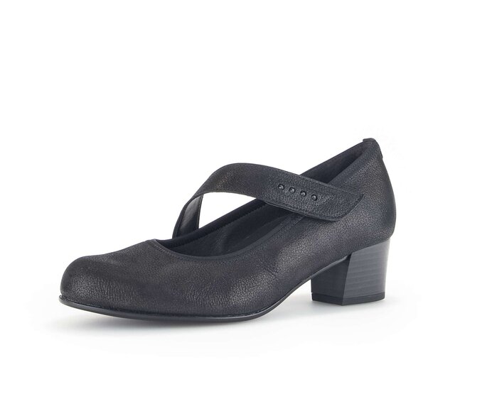 Gabor Damen  Spangenpumps Schwarz - Effektleder