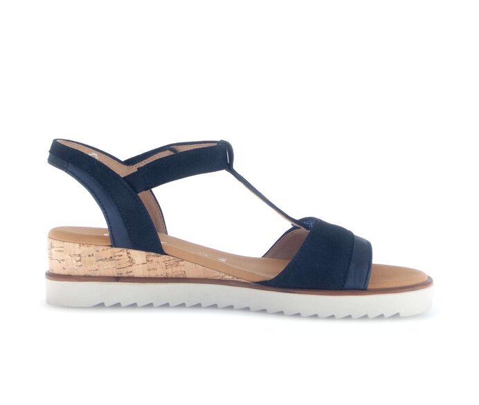 Gabor Damen  Riemchensandale Blau - Materialmix Leder