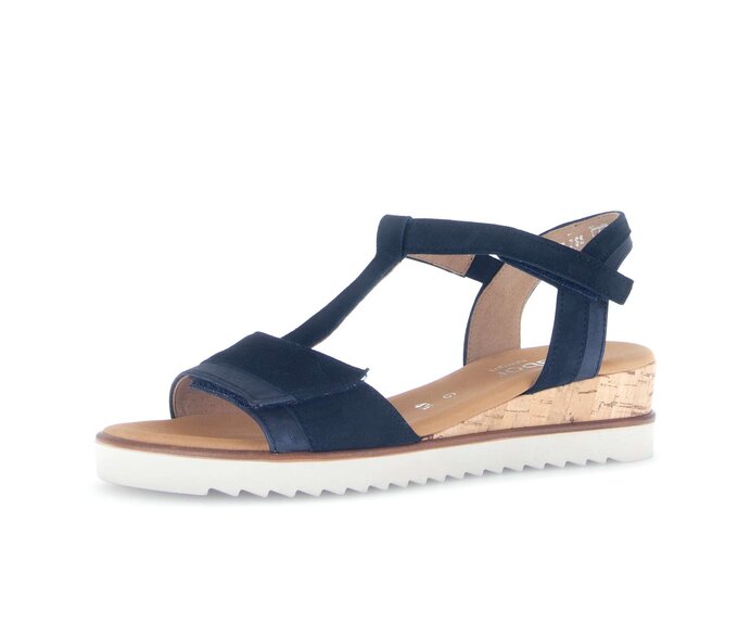 Gabor Damen  Riemchensandale Blau - Materialmix Leder